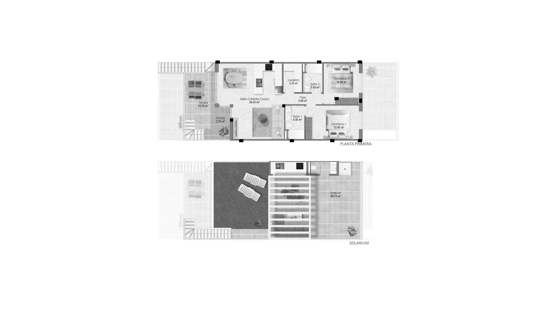 Bungalow floor plan, 2 bedrooms in PLAYAMAR XIII No. 5